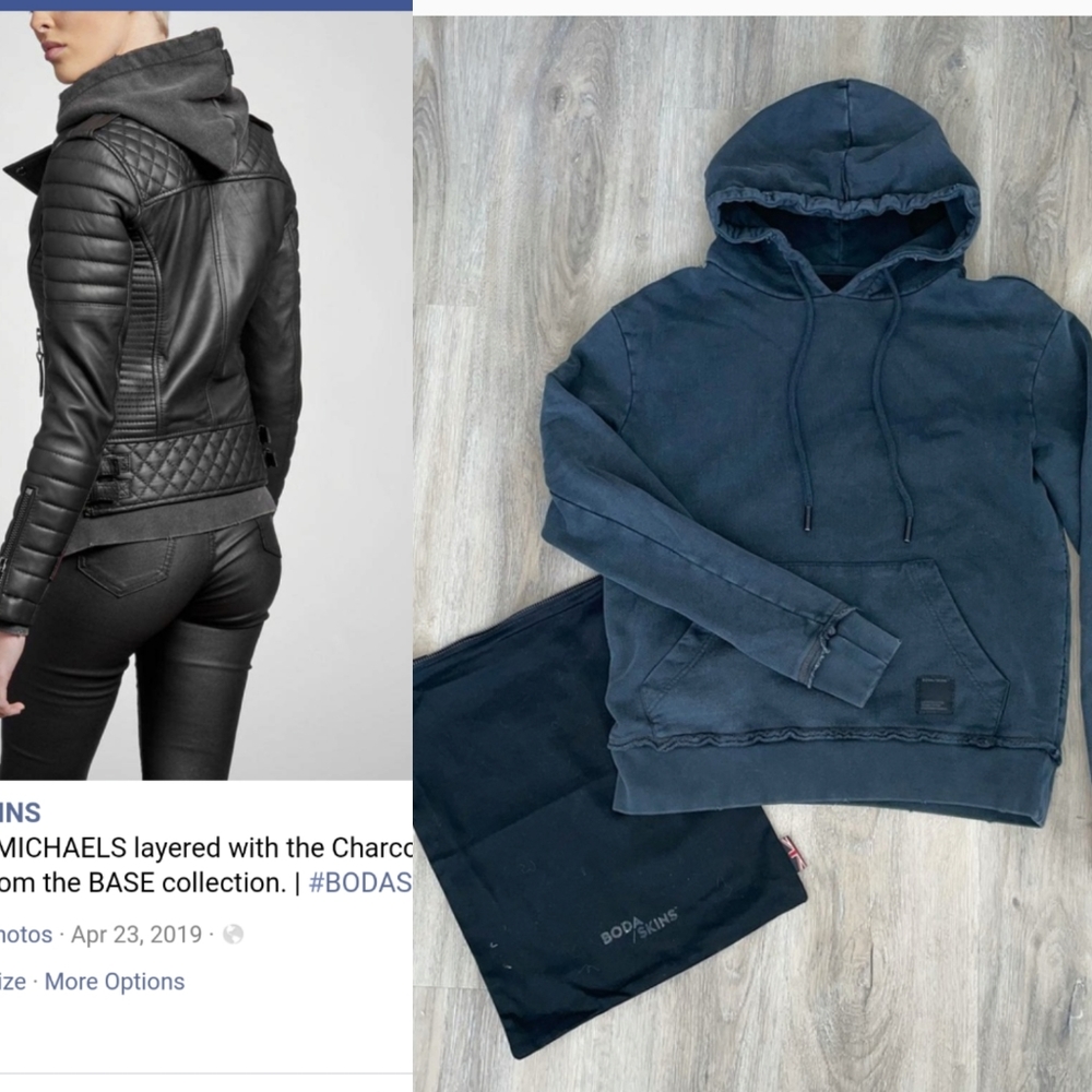 NIB Boda Skins BASE luxury charcoal hoodie xs